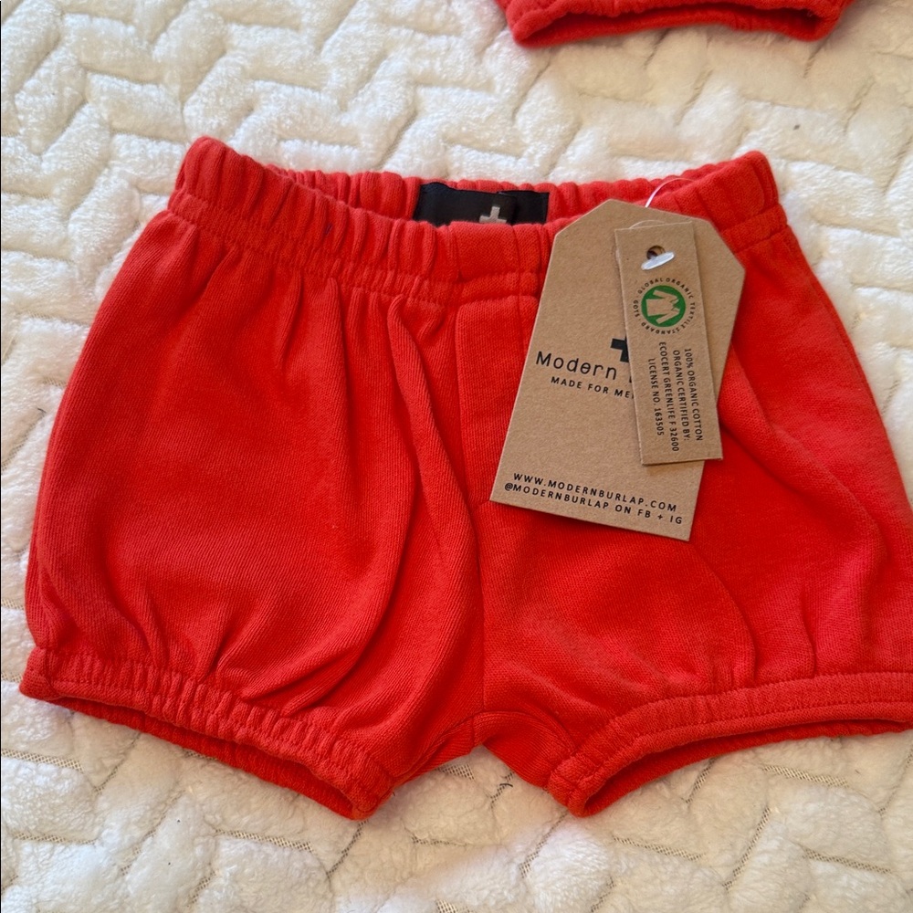 Modern Burlap 100% organic cotton 3-6 m  Red Bottoms